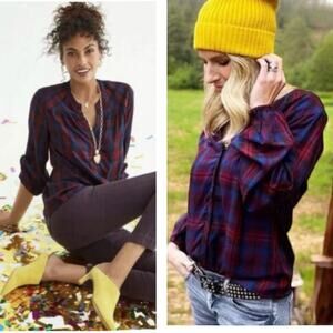 Cabi Women's Size M shirt Long Sleeve plaid Button Down Blouse Office Chic
